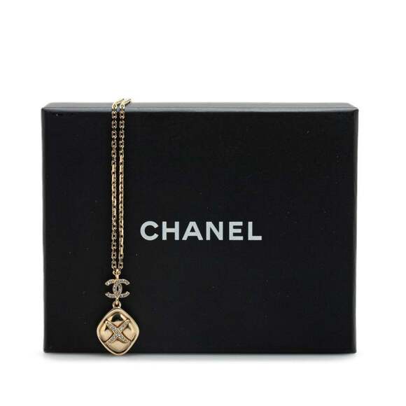 CHANEL Gold Diamond Logo Necklace